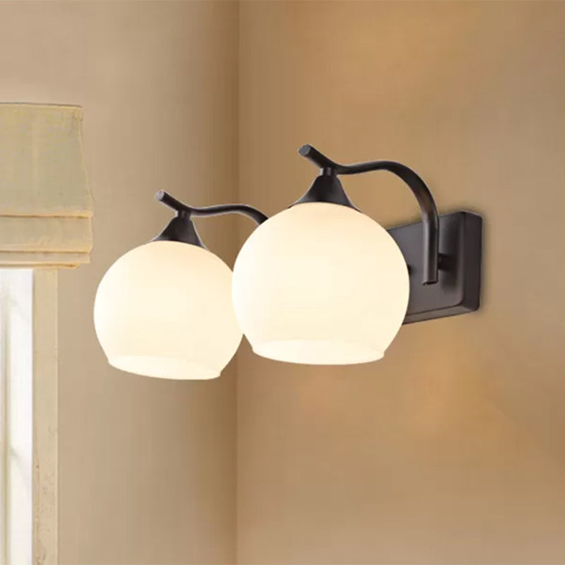 BowLift | 2 Light Frosted Glass Wall Sconce Light Industrial Black Bubble Living Room Lighting Fixture
