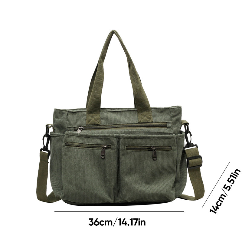 Single-colored Corduroy Tote Bag | Bowlift