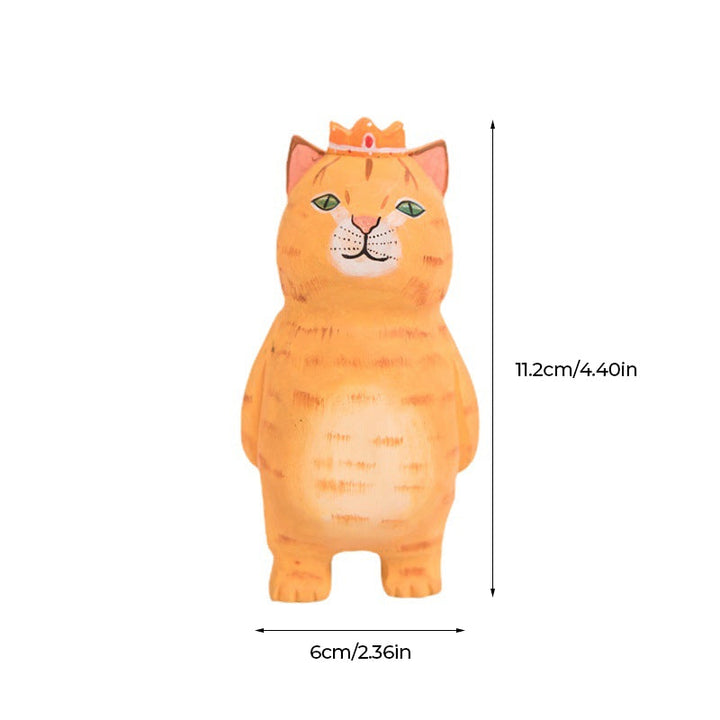 Handmade Cute Cat Wood Carving Ornaments | Bowlift