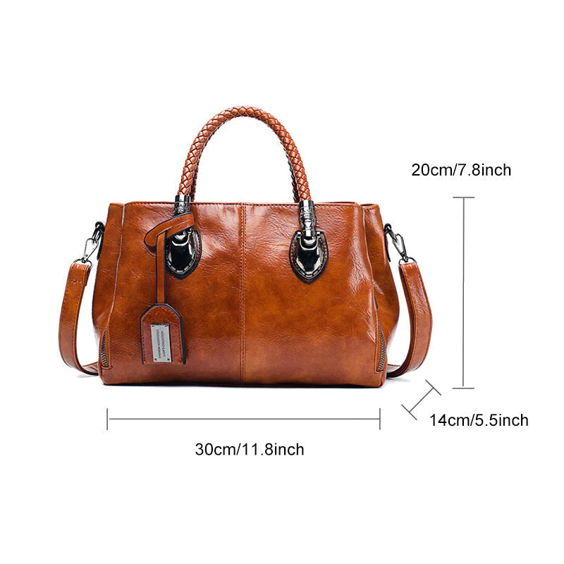 BowLift | New oil wax leather handbags Boston soft leather large tote bag