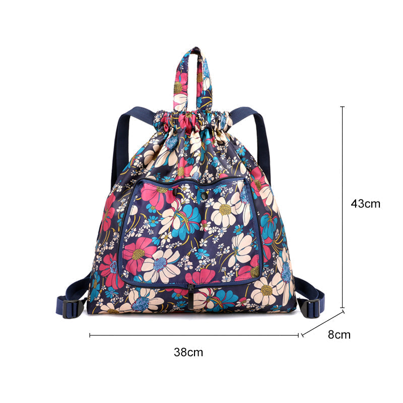 Foldable Printed Nylon Backpack with Drawstring | Bowlift