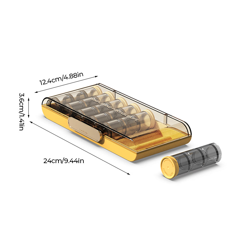 Portable high-capacity weekly pill organizer | Bowlift