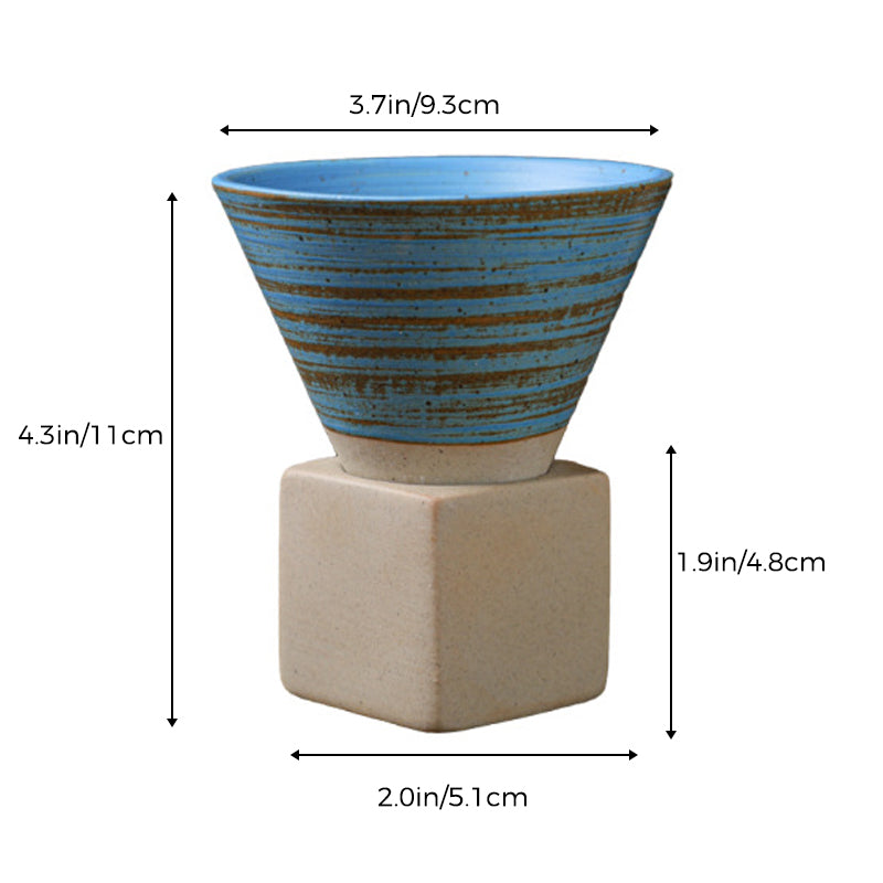 Coarse Pottery Coffee Mug with Base Conical Couture Cup & Base Set | Bowlift