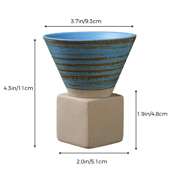 Coarse Pottery Coffee Mug with Base Conical Couture Cup & Base Set | Bowlift