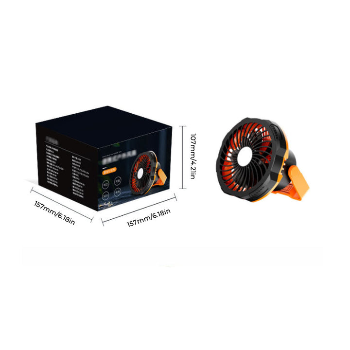 Portable camping fan with LED light | Bowlift