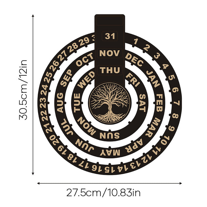 Wood Rotating Circular Perpetual Calendar | Bowlift