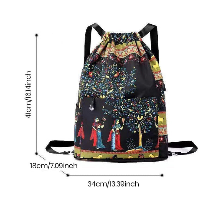 Drawstring shoulder bag in ethnic style | Bowlift