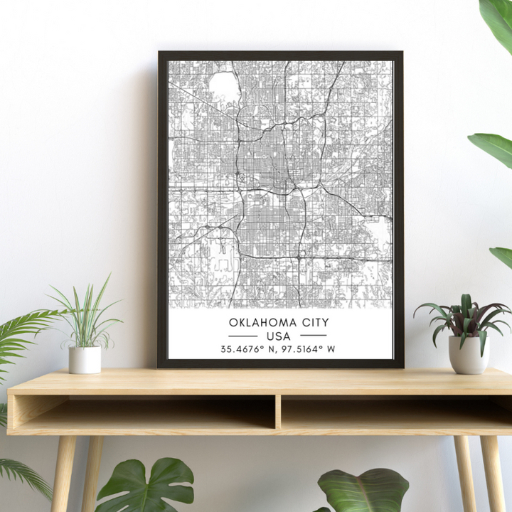 Oklahoma City Map - Canvas Wall Art Painting | Bowlift