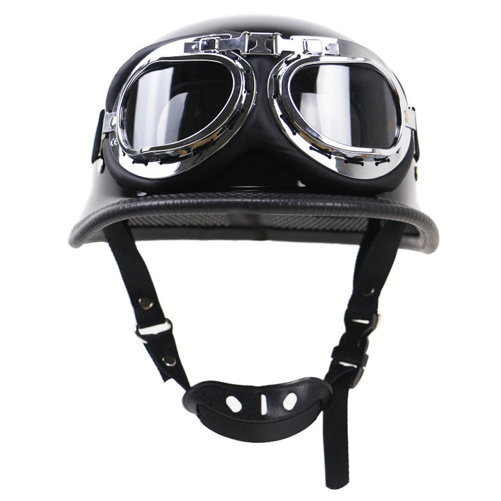 Retro Half-Helmet Motorcycle Protection with Goggles Bowlift