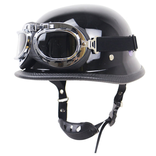Retro Half-Helmet Motorcycle Protection with Goggles Bowlift