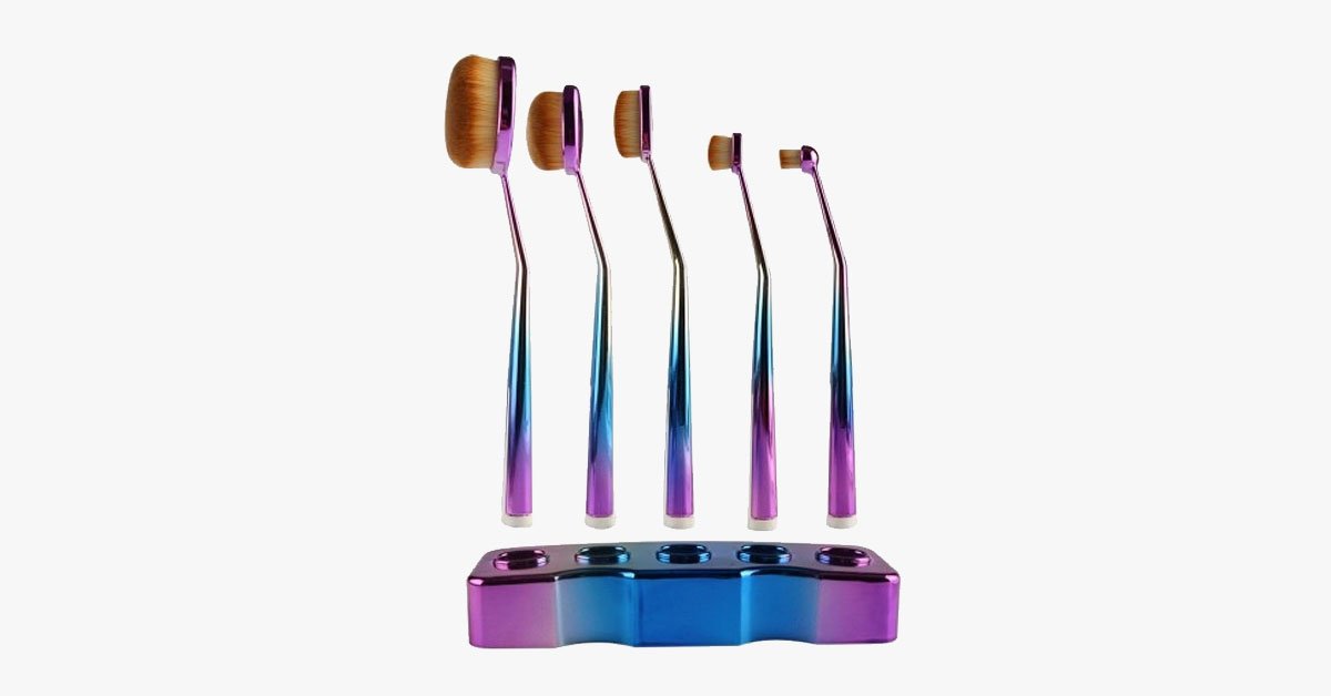 BowLift | Galaxy Oval Brush Set with 5 Pieces with Soft Hair Bristles – Lightweight and Easy to Use