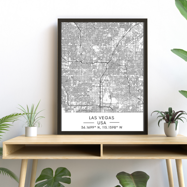 Las Vegas City Map - Canvas Wall Art Painting | Bowlift