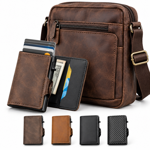 Carbon-Texture RFID Blocking Slim Card Wallet with Belt Clip Bowlift