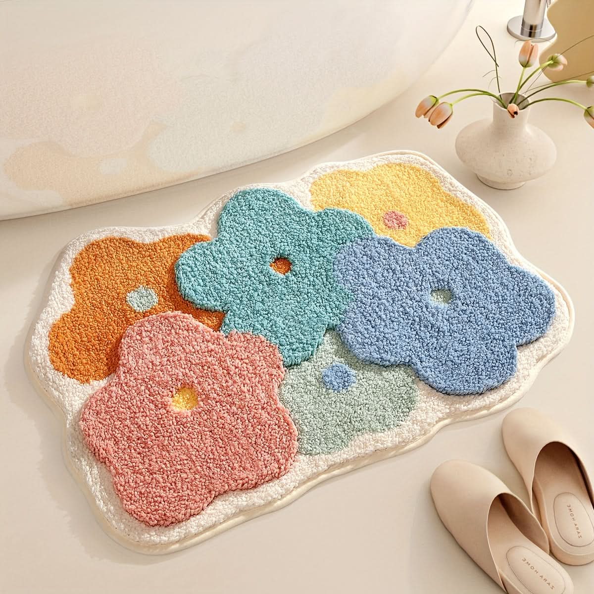 BowLift | FlorSoft - Extra absorbent bath mat with floral pattern