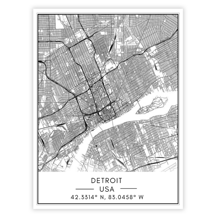 Detroit City Map - Canvas Wall Art Painting | Bowlift