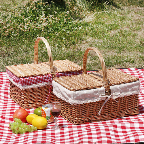 Women's braided basket with decorative fabric insert Bowlift
