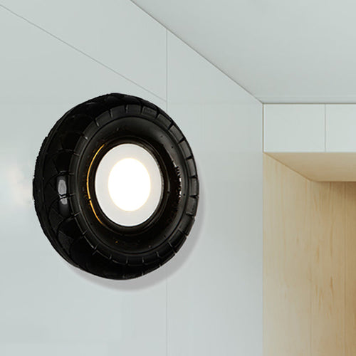 BowLift | Tyre Metallic Wall Light Farmhouse Style LED Corridor Wall Mount Lighting in Black, 10