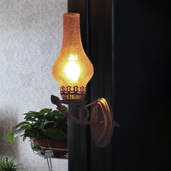 BowLift | A light wall lamp light industrial crackle glass vase shape lighting fixture in yellow, 3.5"/5"/14.5" wide