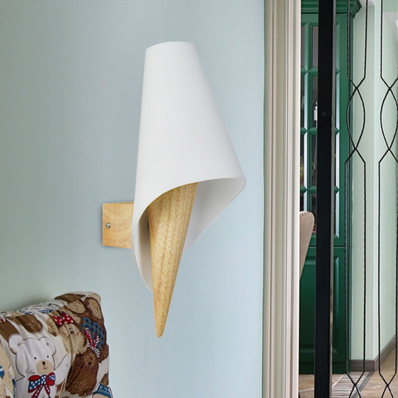 BowLift | Glass Sweet Cone Wall Lamp Living Room 1 Light Contemporary Wall Light in White & Beige