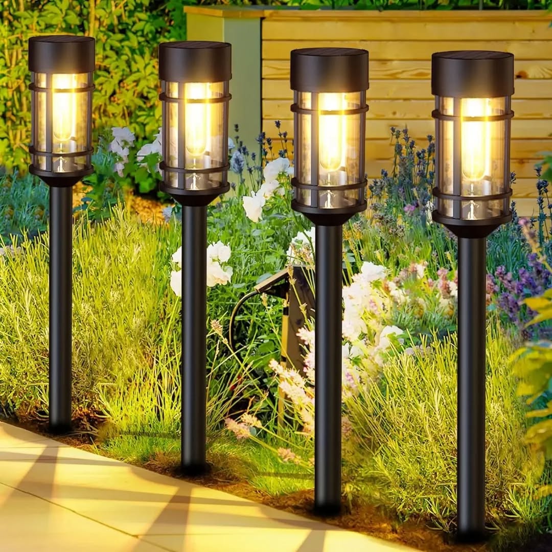 BowLift | Solar Garden Path Lights | Automatic Dusk Sensor | IP65 Waterproof | Warm White LED | 12h Runtime | Set of 2