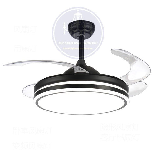 Modern Retractable Ceiling Fan Light-Black | Bowlift
