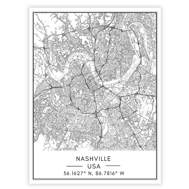 Nashville City Map - Canvas Wall Art Painting | Bowlift