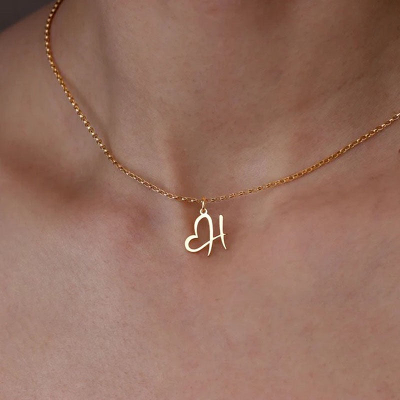 BowLift | Dainty Heart Letter Initial Necklace