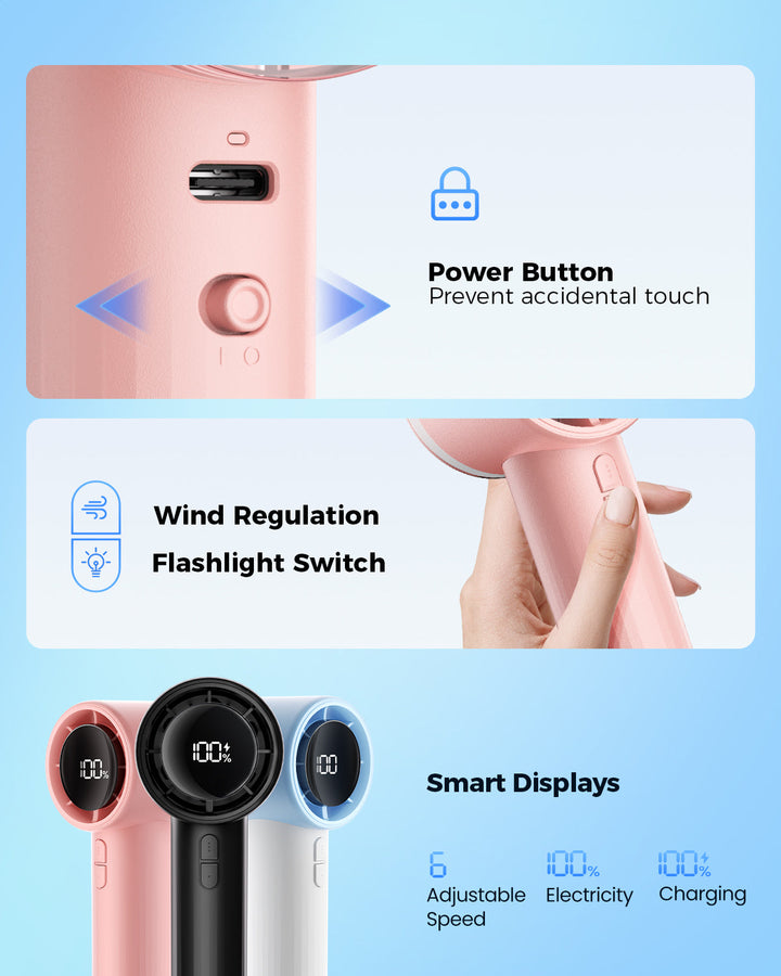 Portable High Speed Handheld Turbo Fan with LED Display | Bowlift