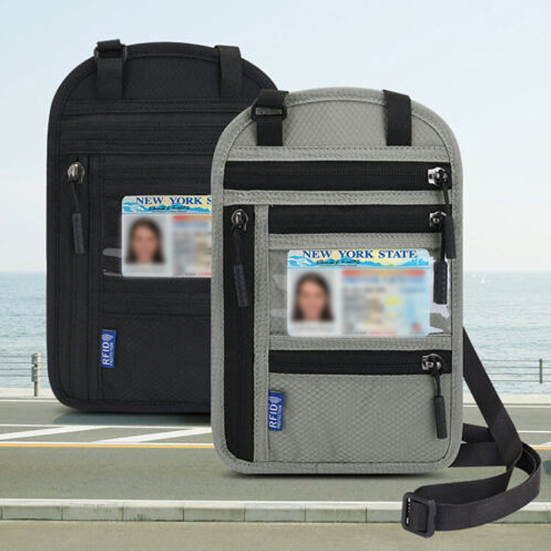 BowLift | Travel Neck Pouch Neck Wallet with RFID Blocking Passport Holder