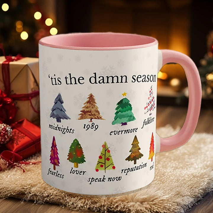BowLift | Tis The Damn Season Christmas Mug - Music Albums as Christmas Trees
