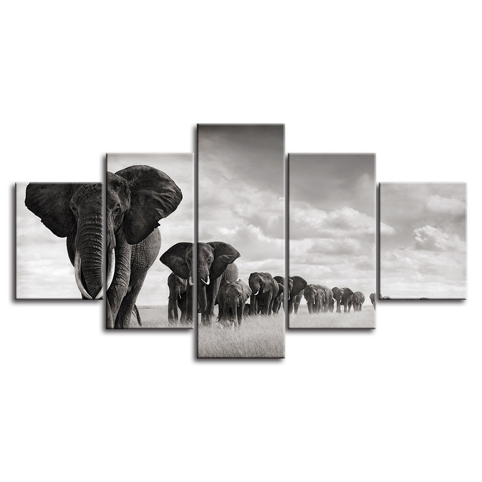 Imposing Elephants - Canvas Wall Art Painting | Bowlift