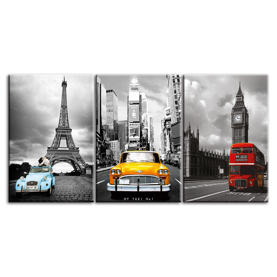 Primary Color Cars 3 Piece - Canvas Wall Art Painting | Bowlift