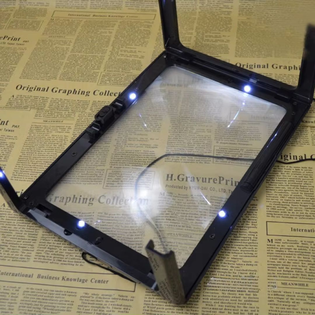BrightView | 3x Page Magnifier with LED Light – Full Page View – Lightweight & Hands-Free – Ideal for Seniors & Low Vision Users Bowlift