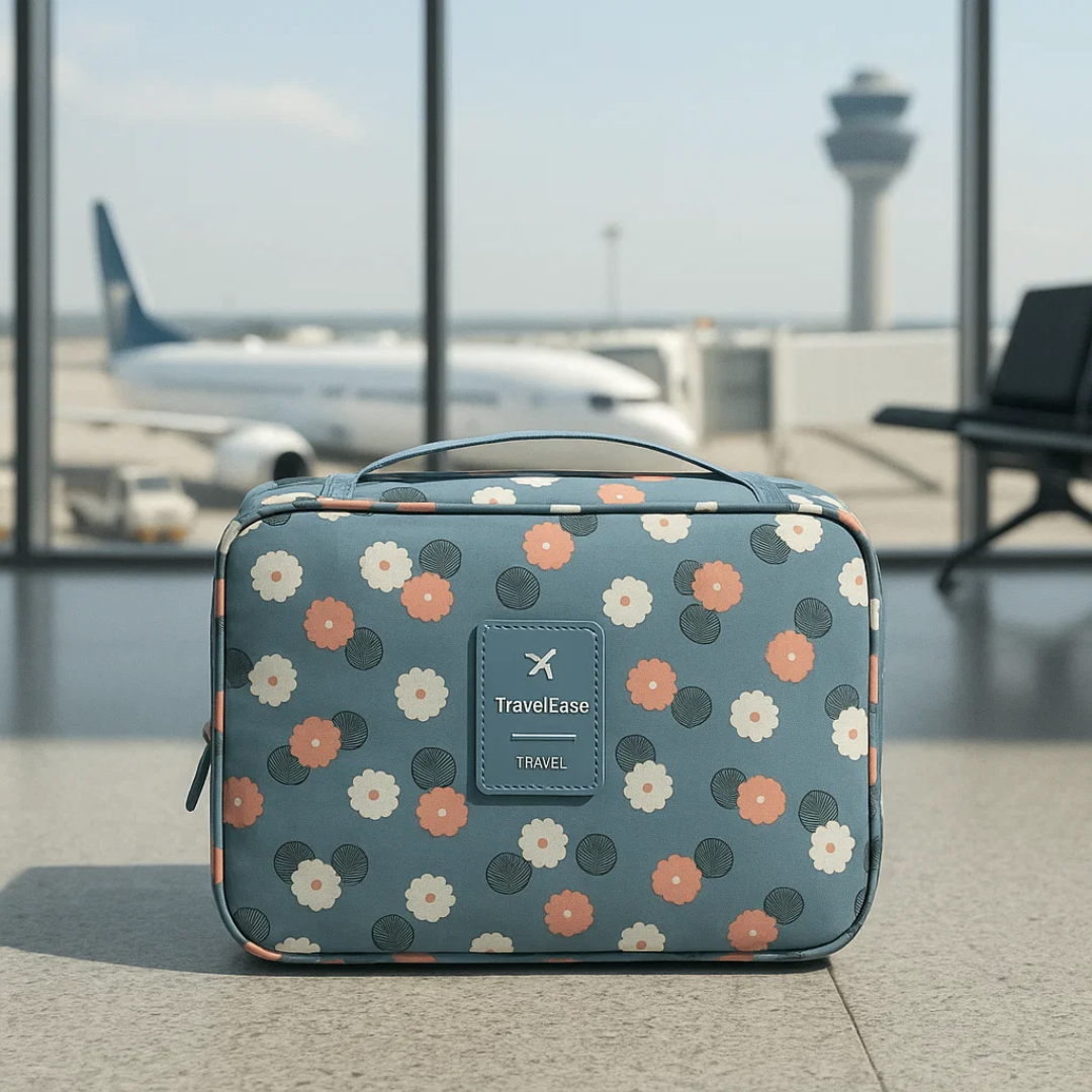 TravelEase – Water-repellent cosmetic bag with hook and compartments | Travel toiletry bag | Bowlift