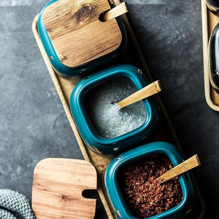 BowLift | Royal Vein Porcelain Spice Jar Set