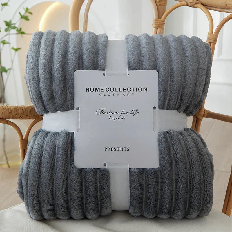 BowLift | Wide Striped Flannel Fleece Blanket - CozyStripe