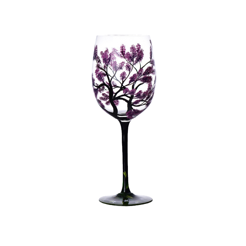 Four Seasons Tree Wine Glasses - Hand Painted Art | Bowlift