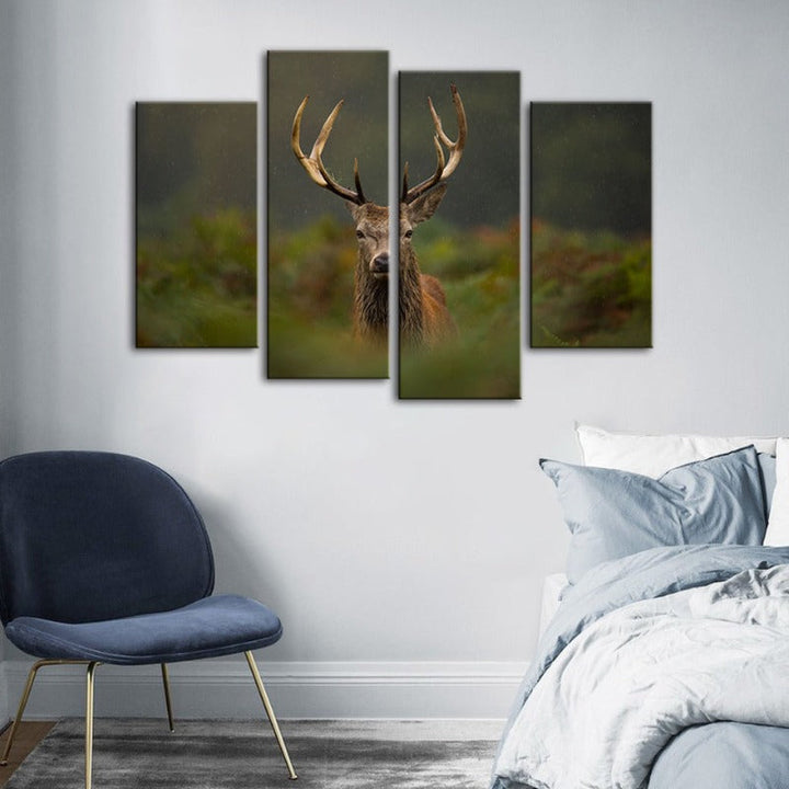 4 Piece Curios Deer Amongst Ferns - Canvas Wall Art Painting | Bowlift