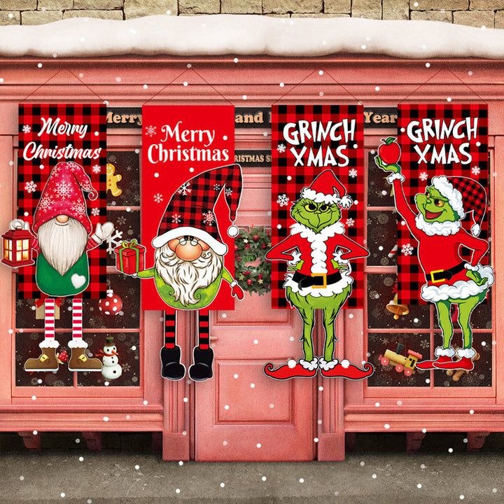 BowLift | Christmas Decoration Hanging Grinch Faceless Doll Door Hanging Flag Garden Flag