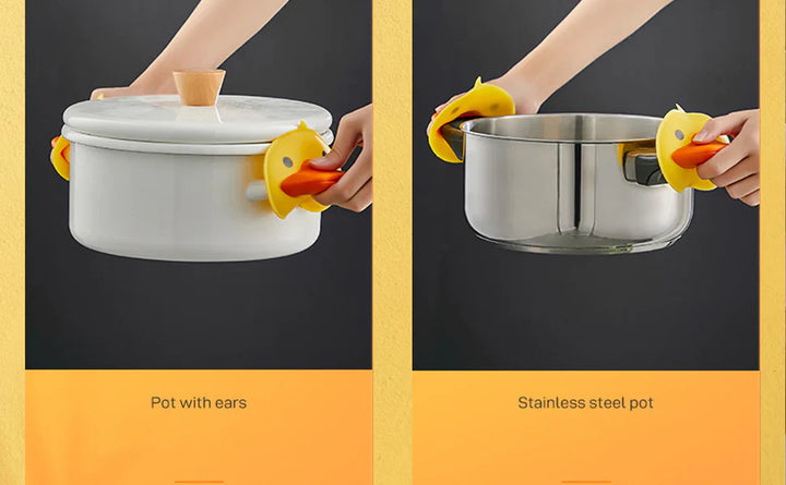 Silicone Mini Pot Holder Duck Shape Bowlift