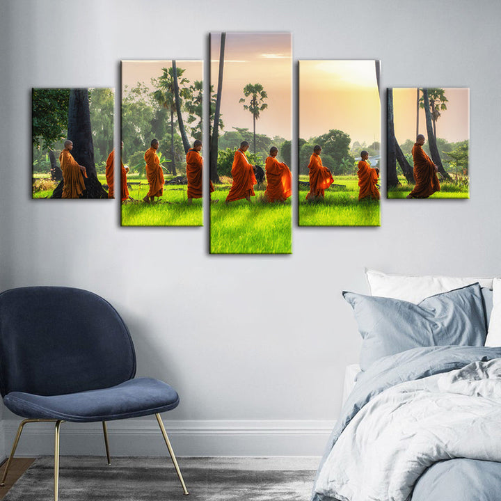 Morning Walk 5 Piece - Canvas Wall Art Painting | Bowlift