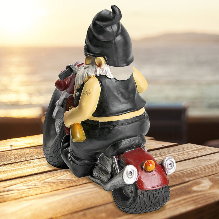 The Biker Gnome Statue Mini Garden Decoration | Bowlift