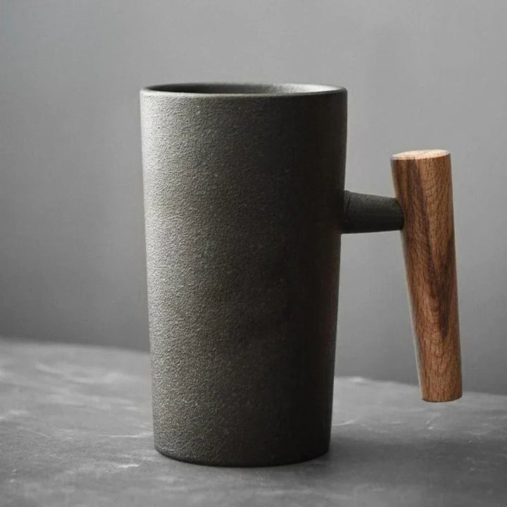 ScandiSip Ceramic Mug – Minimalist Scandinavian Design with Wooden Handle | Bowlift
