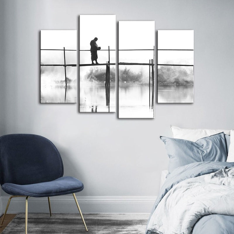 4 Piece Water Bridge - Canvas Wall Art Painting | Bowlift