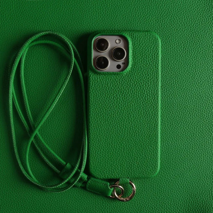 Genuine Leather Phone Case with Crossbody Strap