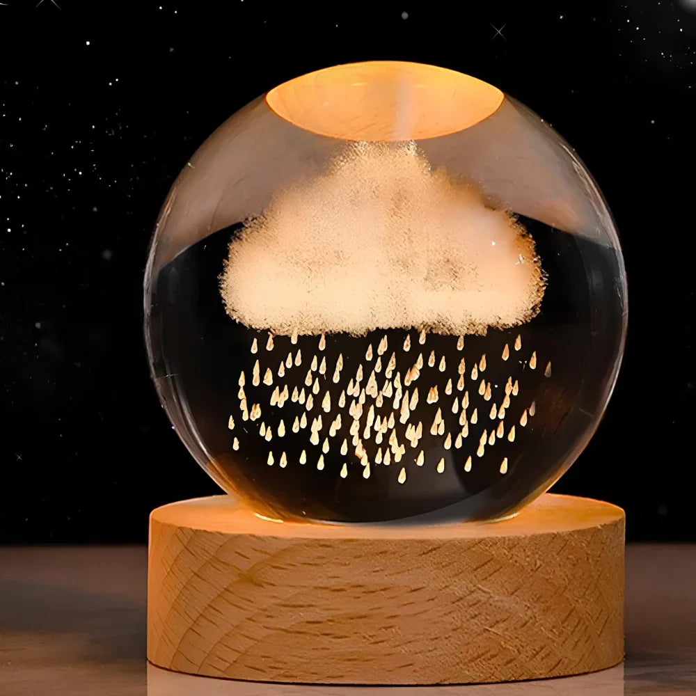 BowLift | Night Light Wooden Base Crystal Ball Lamp