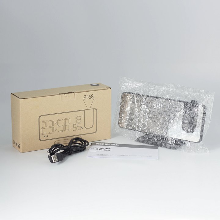 BowLift | LED Projection Alarm Clock with Radio USB Charger Display
