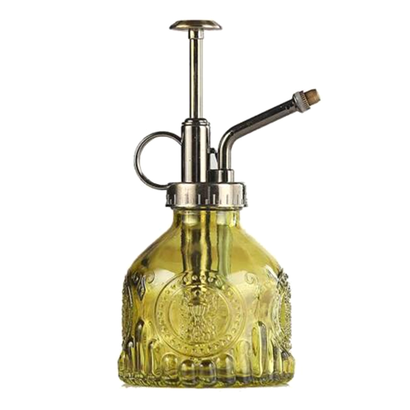 BowLift | Embossed glass bottle with metal nozzle – Plant sprayer for flower watering in vintage design
