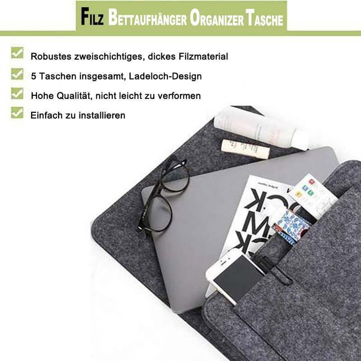 BowLift | Felt Bed Hanging Organizer Bag for Bed Sofa Desk