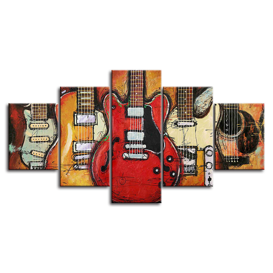 Guitars On Guitars - Canvas Wall Art Painting | Bowlift